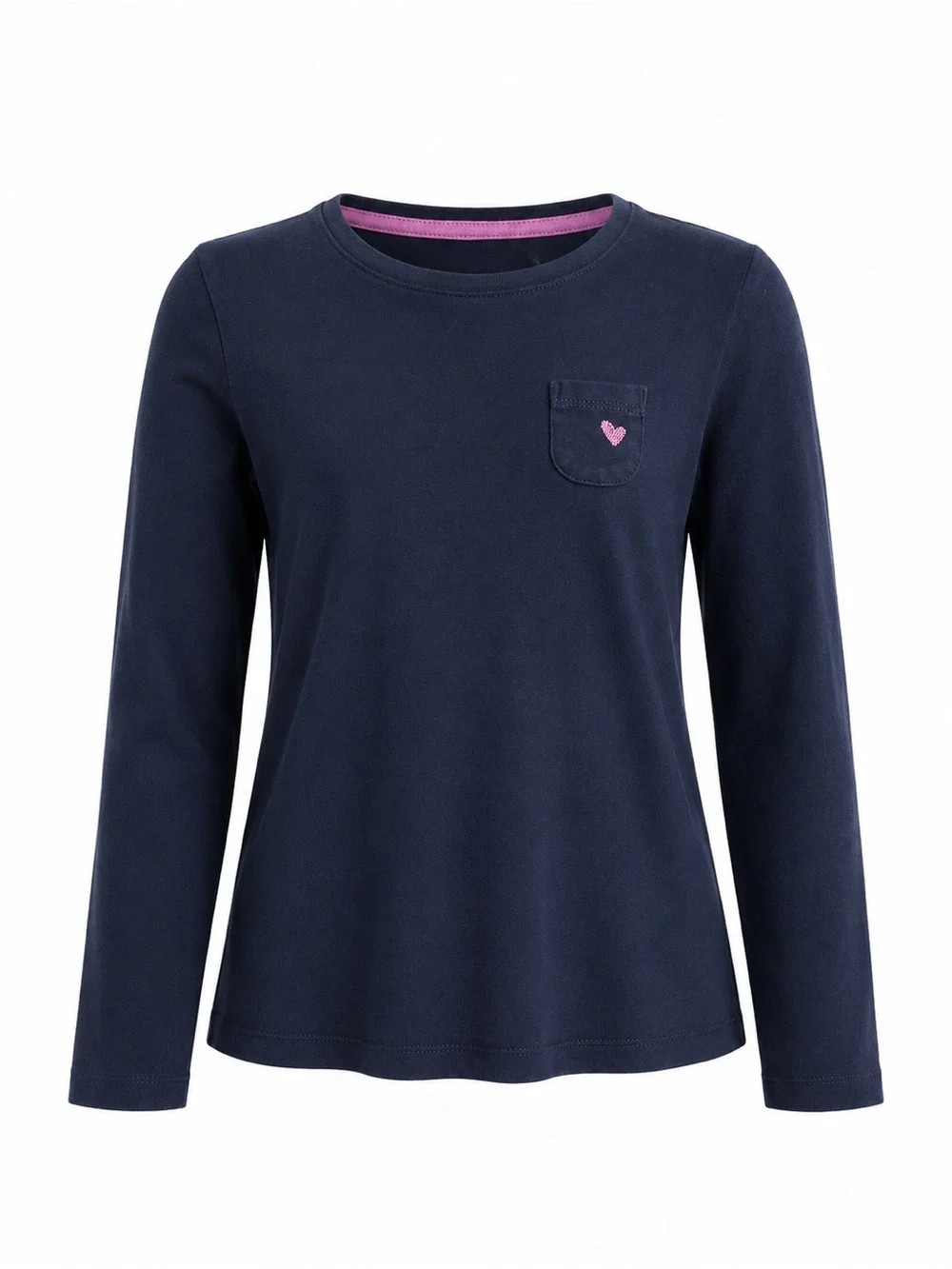 OshKosh B'gosh Navy Long-Sleeve Tee with Pink Heart Pocket